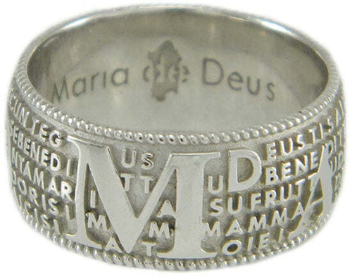 Anello con preghiera Ave Maria in sardo Maria de Deus