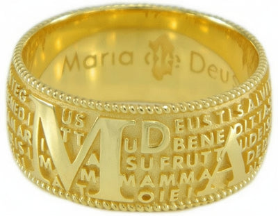 Anello con preghiera Ave Maria in sardo Maria de Deus