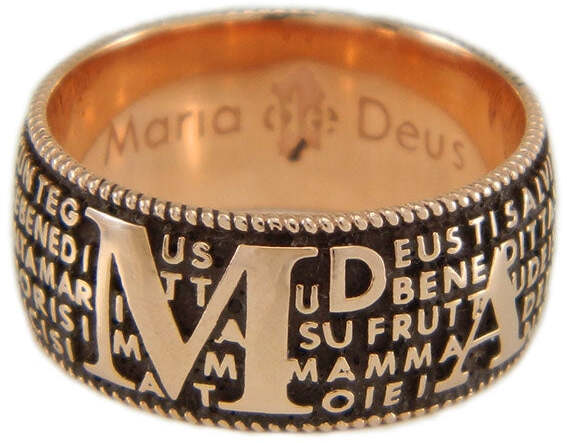 Anello con preghiera Ave Maria in sardo Maria de Deus