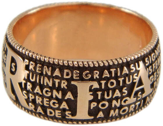 Anello con preghiera Ave Maria in sardo Maria de Deus