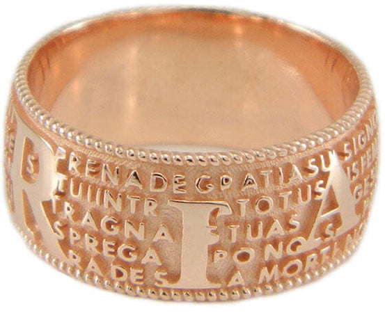 Anello con preghiera Ave Maria in sardo Maria de Deus