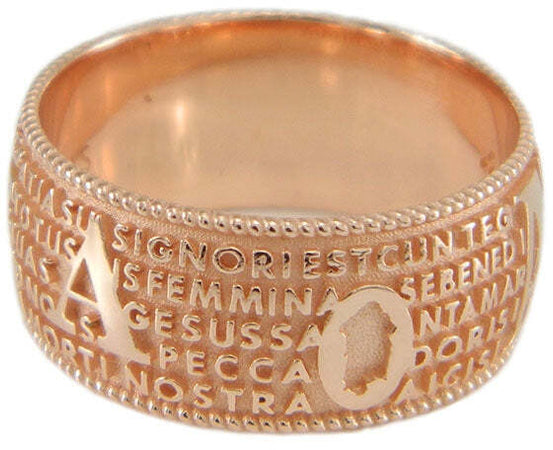 Anello con preghiera Ave Maria in sardo Maria de Deus