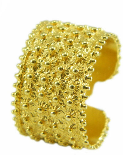 Fede sarda anello fascia aperta lavorazione tipo filigrana 4 file pallini in argento dorato REGOLABILE