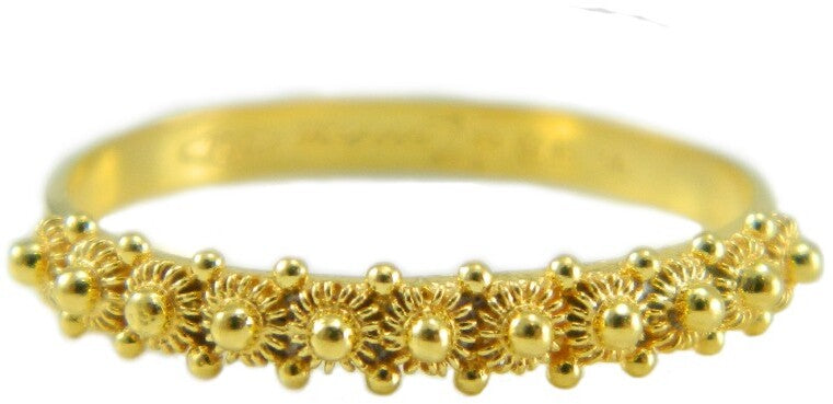 Fede sarda anello filigrana a una fila nido d'ape in oro giallo 18 kt GIOIELLO SARDEGNA