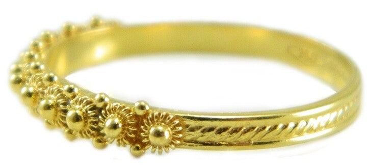 Fede sarda anello filigrana a una fila nido d'ape in oro giallo 18 kt GIOIELLO SARDEGNA