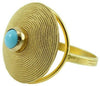 Fede sarda con corbula oro giallo 18 kt e turchese anello GIOIELLO SARDEGNA