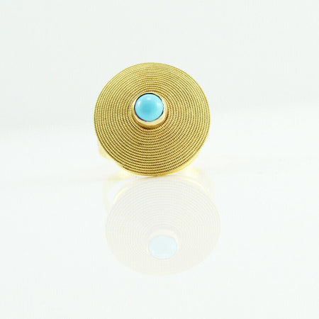 Fede sarda con corbula oro giallo 18 kt e turchese anello GIOIELLO SARDEGNA