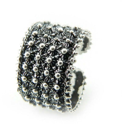 Fede sarda fascia aperta filigrana 4 file pallini in argento brunito REGOLABILE