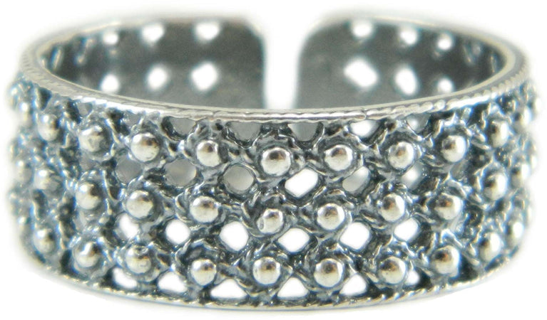 Anello fede sarda in argento brunito tre file a pallini traforata