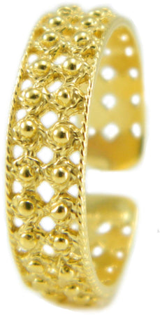 Anello fede sarda in argento dorato a due file di pallini traforata