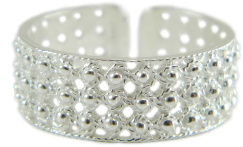 Anello fede sarda in argento tre file a pallini traforata