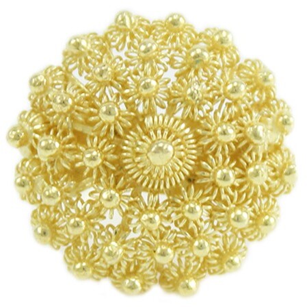 Anello Fede Sarda Donna in Argento Dorato con Fiore Tondo – Lavorazione Filigrana Nido d’Ape – Gioiello Tradizionale