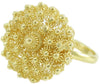 Anello Fede Sarda Donna in Argento Dorato con Fiore Tondo – Lavorazione Filigrana Nido d’Ape – Gioiello Tradizionale