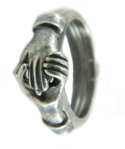 Anello fede sarda maninfide argento brunito mani in fede Gioiello Sardegna