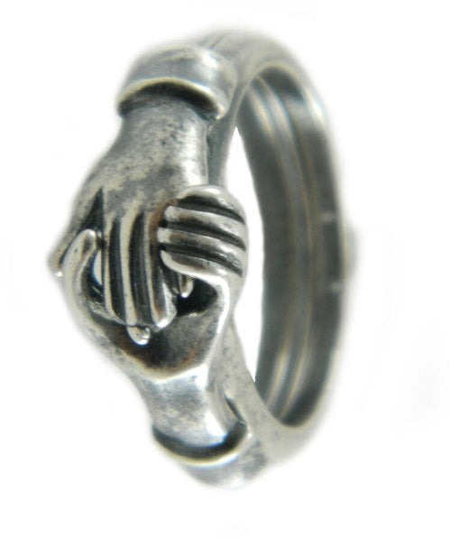 Anello fede sarda maninfide argento brunito mani in fede Gioiello Sardegna