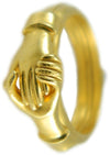 Anello Donna Maninfide in Argento Dorato – Fede Sarda Tradizionale con Mani e Cuore – Gioiello Artigianale