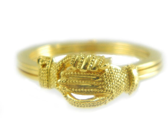 Anello filigrana fede sarda maninfide oro giallo 18 kt mani a grani Gioiello Sardegna