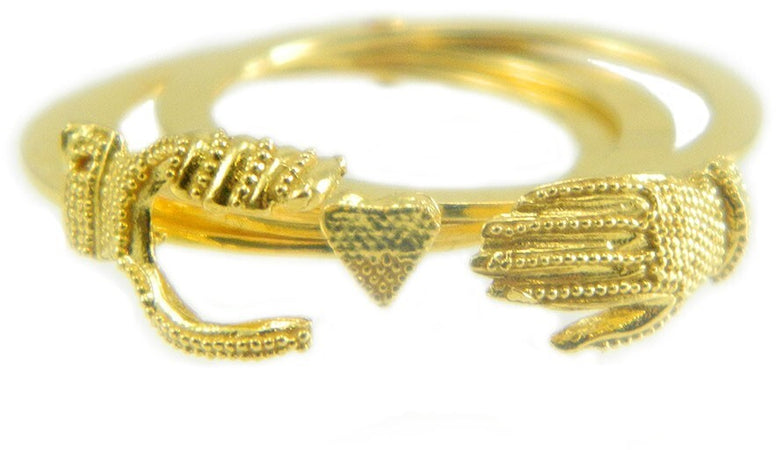 Anello filigrana fede sarda maninfide oro giallo 18 kt mani a grani Gioiello Sardegna