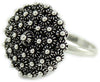 Anello filigrana sarda in argento 925 brunito a fiore tondo nido d'ape brunito