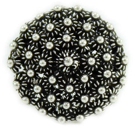 Anello filigrana sarda in argento 925 brunito a fiore tondo nido d'ape brunito
