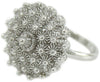 Anello donna filigrana sarda in argento a fiore tondo a nido d'ape rodiato