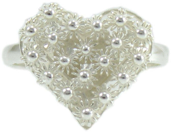 Anello donna filigrana sarda in argento cuore a nido d'ape