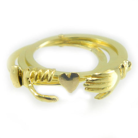 Anello filigrana sarda maninfide oro giallo 18 kt mani liscie artigianato gioiello Sardegna