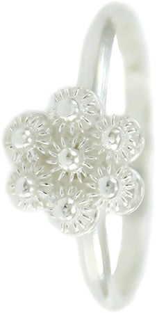 Anello Donna in Argento 925 Filigrana Sarda a Fiore Tondo Nido d'Ape Regolabile