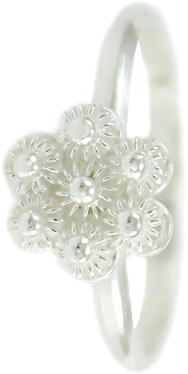Anello Donna in Argento 925 Filigrana Sarda a Fiore Tondo Nido d'Ape Regolabile