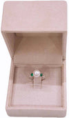 Anello donna in Oro bianco 18 Kt e perla centrale e pietre tipo Smeraldo