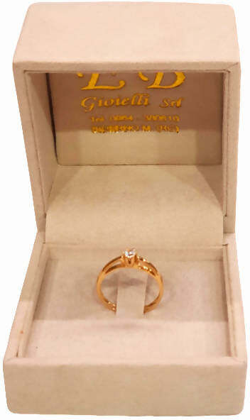 Anello donna in Oro giallo 18 Kt modello solitario taglio brillante Regalo per lei