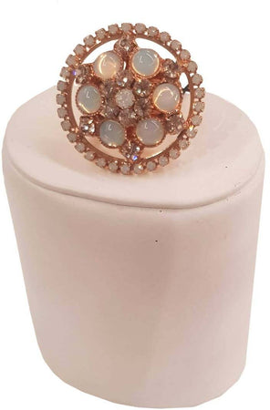 Anello Donna Kemira Alta Bigiotteria Placcato Oro con pietre Preziose Madreperla e Brillantini Ipoallergenica Anello per lei Fiore