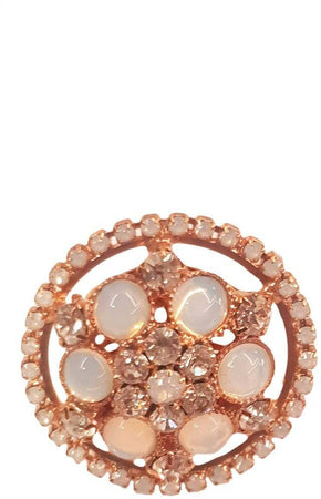 Anello Donna Kemira Alta Bigiotteria Placcato Oro con pietre Preziose Madreperla e Brillantini Ipoallergenica Anello per lei Fiore