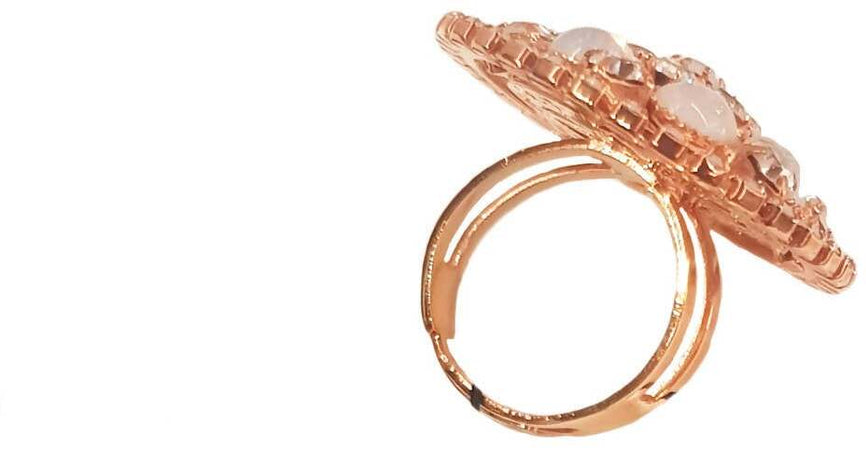 Anello Donna Kemira Alta Bigiotteria Placcato Oro con pietre Preziose Madreperla e Brillantini Ipoallergenica Anello per lei Fiore