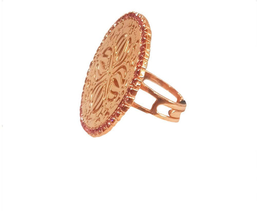Anello Donna Kemira Placcato Oro con Pietre Brillantini Rosa Fucsia Inciso Misura Regolabile Accessori Moda per Lei Anelli