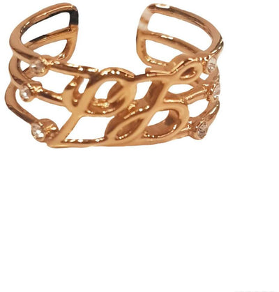 Anello Donna LIU JO Placcato Oro Giallo Regolabile Logo Liu Jo Con 3 Brillantini Zirconi