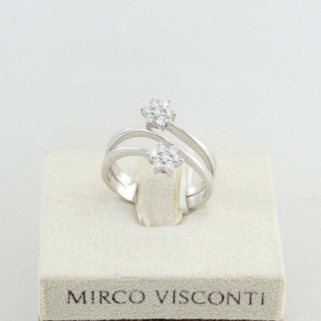 Anello donna Mirco Visconti in oro bianco e diamanti incassati a stella