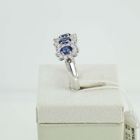 Anello donna Mirco Visconti in oro bianco tre zaffiri e diamanti.
