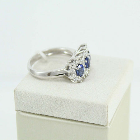 Anello donna Mirco Visconti in oro bianco tre zaffiri e diamanti.