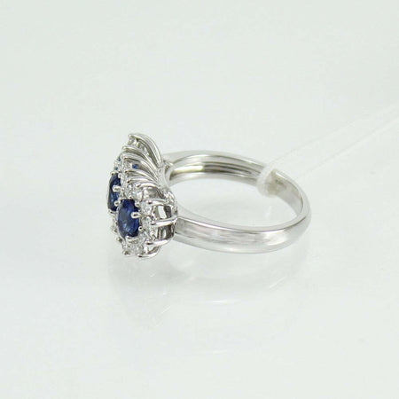 Anello donna Mirco Visconti in oro bianco tre zaffiri e diamanti.