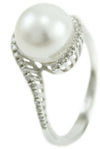 Anello donna oro bianco perla Australiana bianca 10 mm con diamanti Coscia