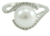 Anello donna oro bianco perla Australiana bianca 10 mm con diamanti Coscia