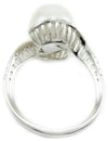 Anello donna oro bianco perla Australiana bianca 10 mm con diamanti Coscia