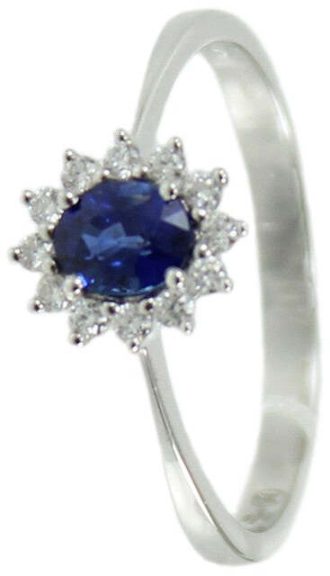 Anello donna princess Mirco Visconti in oro bianco zaffiro e diamanti.
