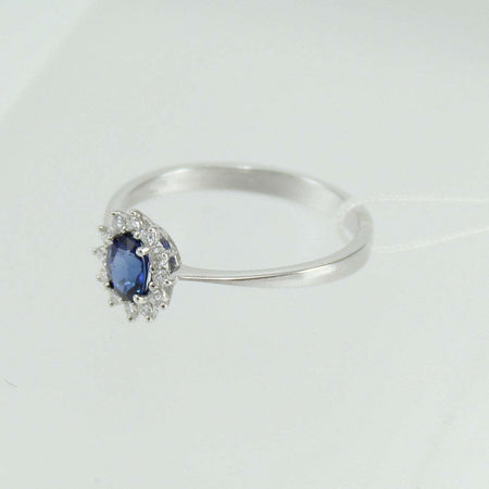 Anello donna princess Mirco Visconti in oro bianco zaffiro e diamanti.
