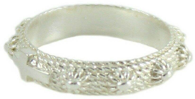 Anello rosario argento filigrana sarda con croce e grani
