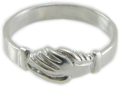 Anello Santa Rita in argento mani che si stringono