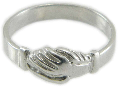 Anello Santa Rita in argento mani che si stringono