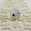 Anello sardo da donna a bottone con pietra rossa in argento