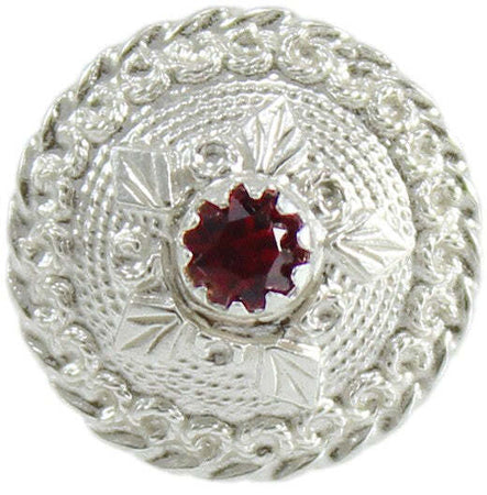 Anello sardo da donna a bottone con pietra rossa in argento